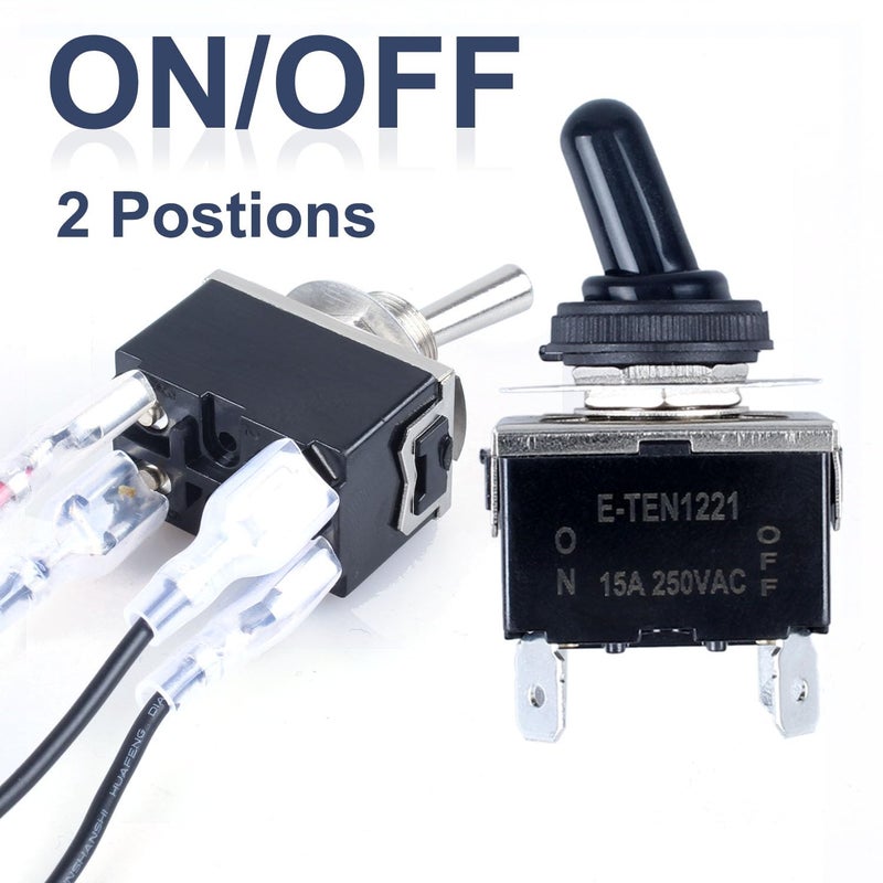 DMWD 2pcs Latching Rocker Toggle Switch ON/Off 4Pin 2Position DPST Spade Terminals Electric Pull Push Meatl Switch with Waterproof Boot Cap and Pre-Wired Cables for Car Truck Boat Marine - Image 5